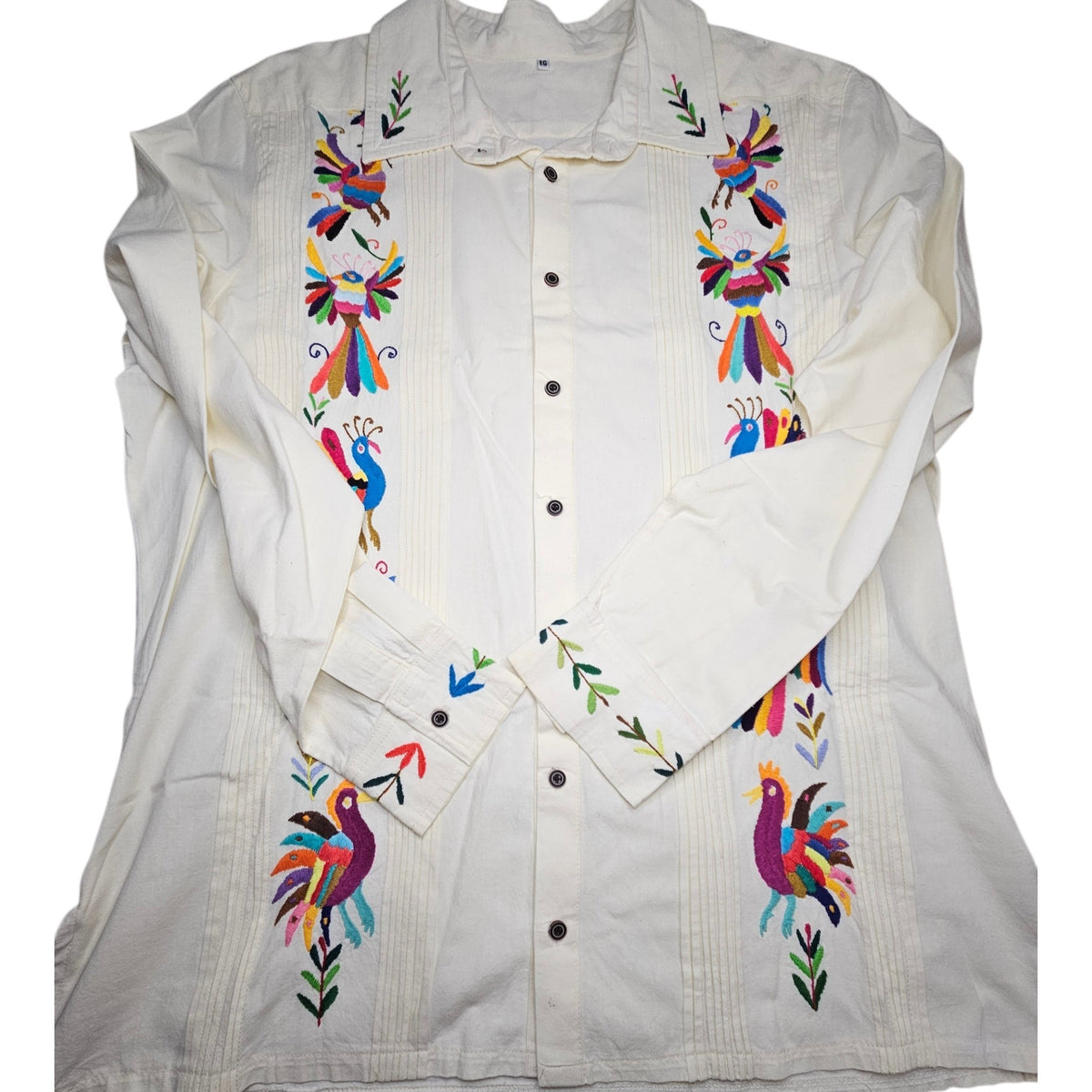 Hand Embroidered Tenango Guayabera – Size L