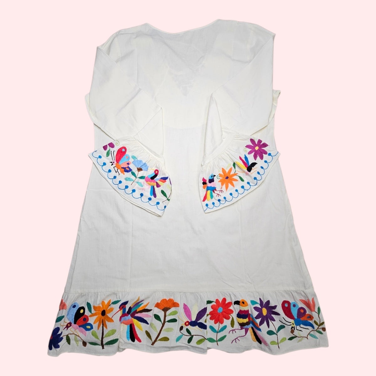 Hand Embroidered Tenango Dress – Size M (Women)