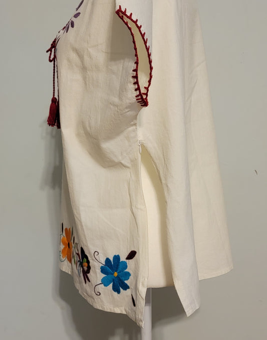 Short Sleeve Mosquitoes and Flowers Blouse