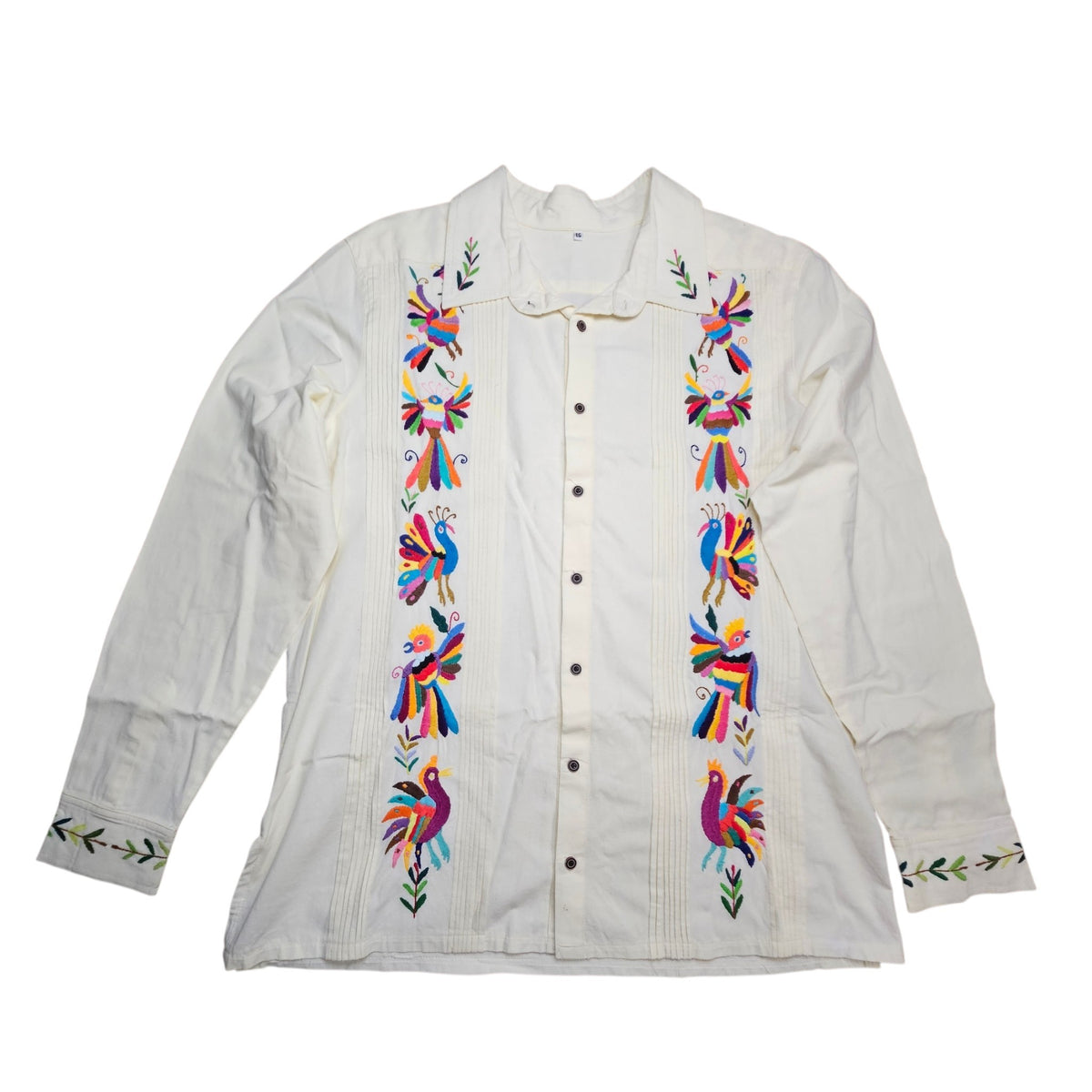 Hand Embroidered Tenango Guayabera – Size L