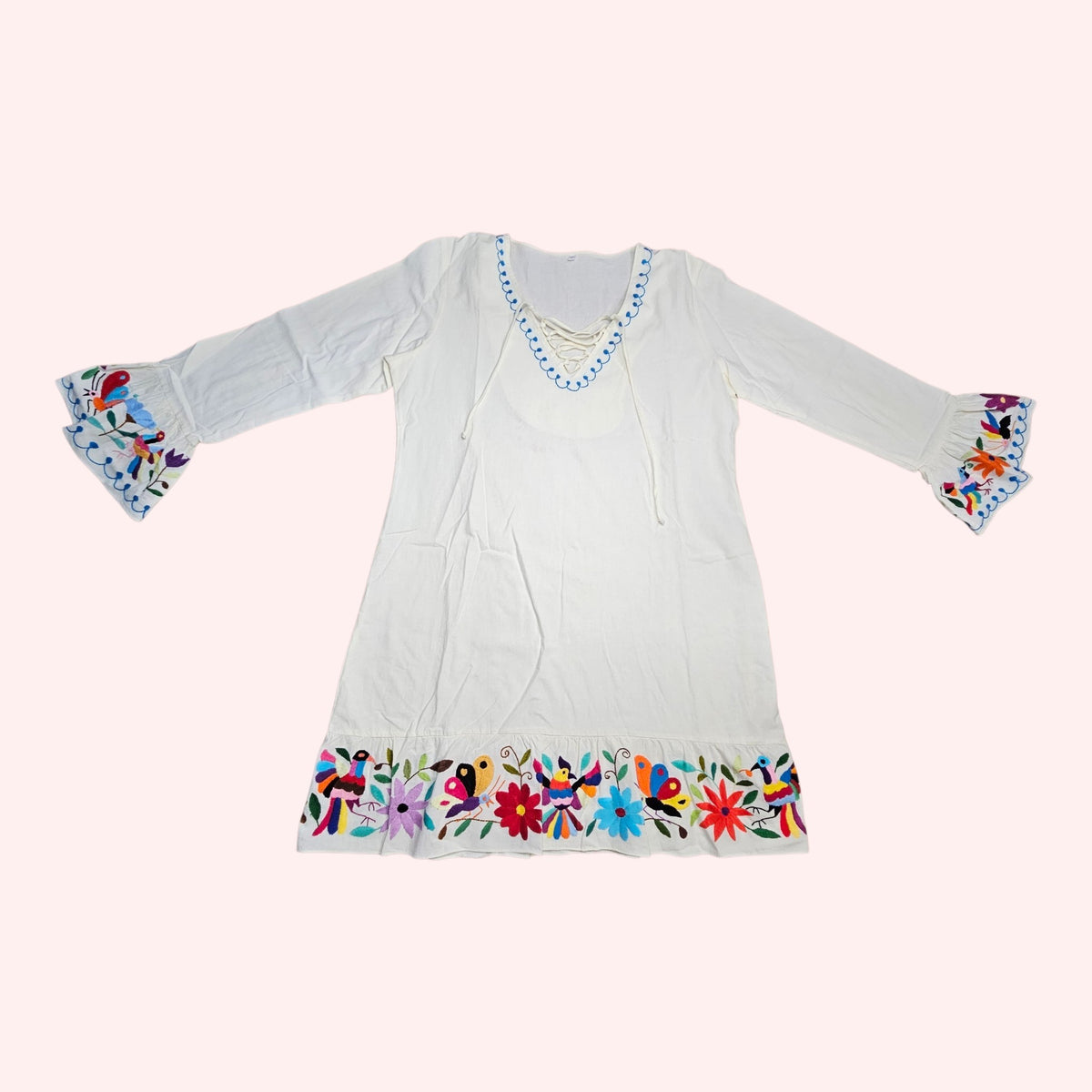Hand Embroidered Tenango Dress – Size M (Women)