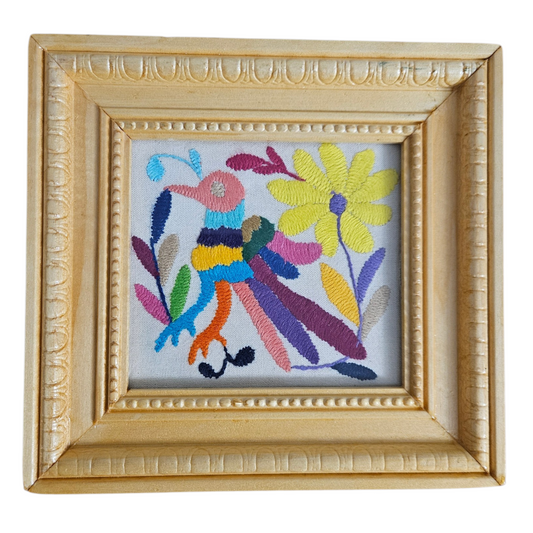 Hand Embroidered Framed Dove 7.5" x 7.5"